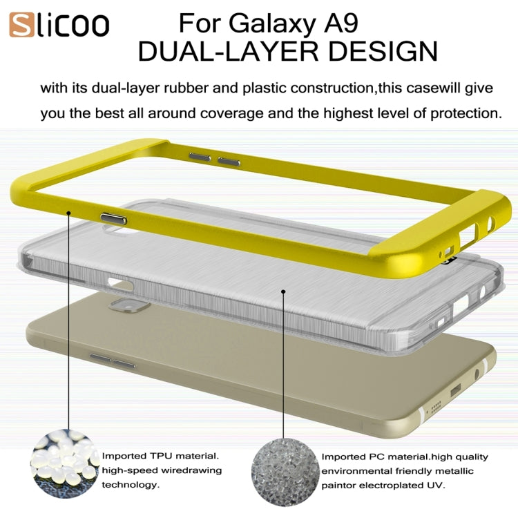SLiCOO for Galaxy A9 / A900 Concise Fashion Separable Dichromatic Brushed Texture Transparent TPU + Electroplating PC Combination Case