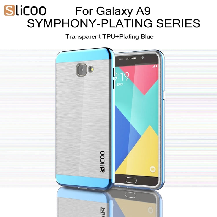 SLiCOO for Galaxy A9 / A900 Concise Fashion Separable Dichromatic Brushed Texture Transparent TPU + Electroplating PC Combination Case