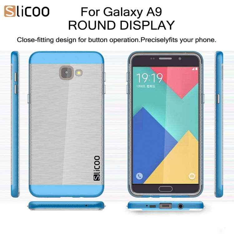 SLiCOO for Galaxy A9 / A900 Concise Fashion Separable Dichromatic Brushed Texture Transparent TPU + Electroplating PC Combination Case