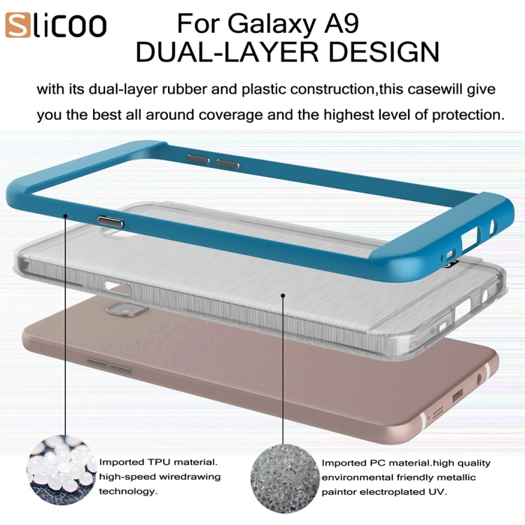 SLiCOO for Galaxy A9 / A900 Concise Fashion Separable Dichromatic Brushed Texture Transparent TPU + Electroplating PC Combination Case