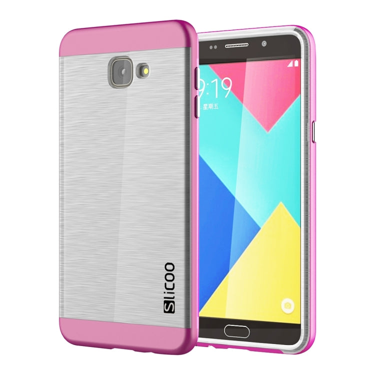 SLiCOO for Galaxy A9 / A900 Concise Fashion Separable Dichromatic Brushed Texture Transparent TPU + Electroplating PC Combination Case
