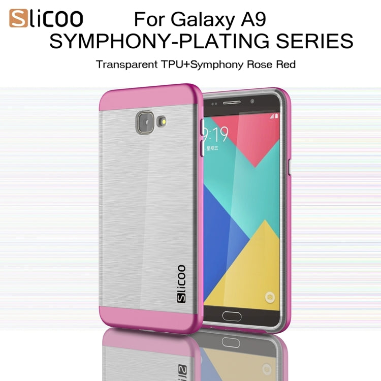 SLiCOO for Galaxy A9 / A900 Concise Fashion Separable Dichromatic Brushed Texture Transparent TPU + Electroplating PC Combination Case