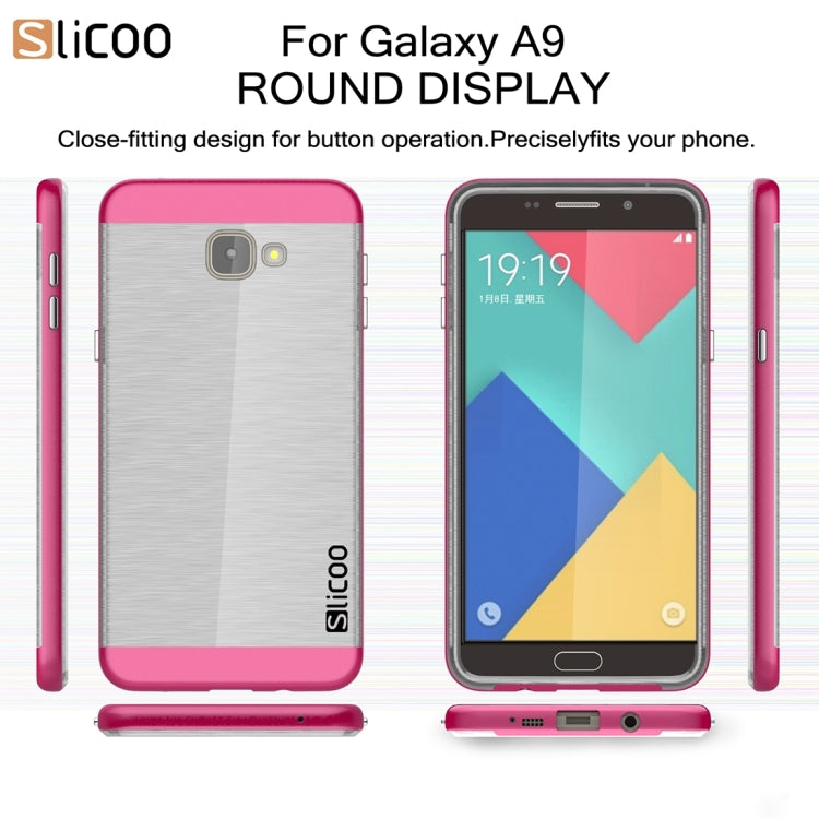 SLiCOO for Galaxy A9 / A900 Concise Fashion Separable Dichromatic Brushed Texture Transparent TPU + Electroplating PC Combination Case