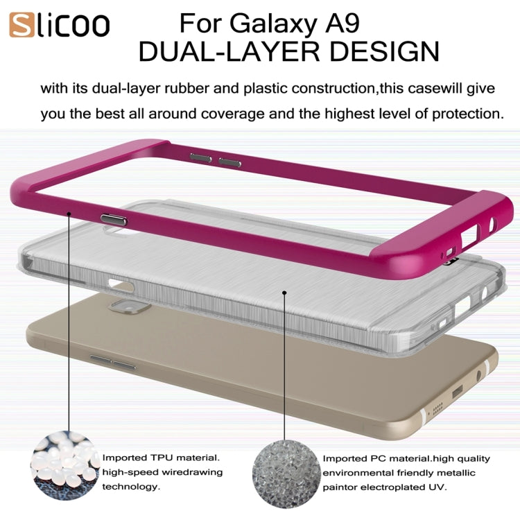 SLiCOO for Galaxy A9 / A900 Concise Fashion Separable Dichromatic Brushed Texture Transparent TPU + Electroplating PC Combination Case