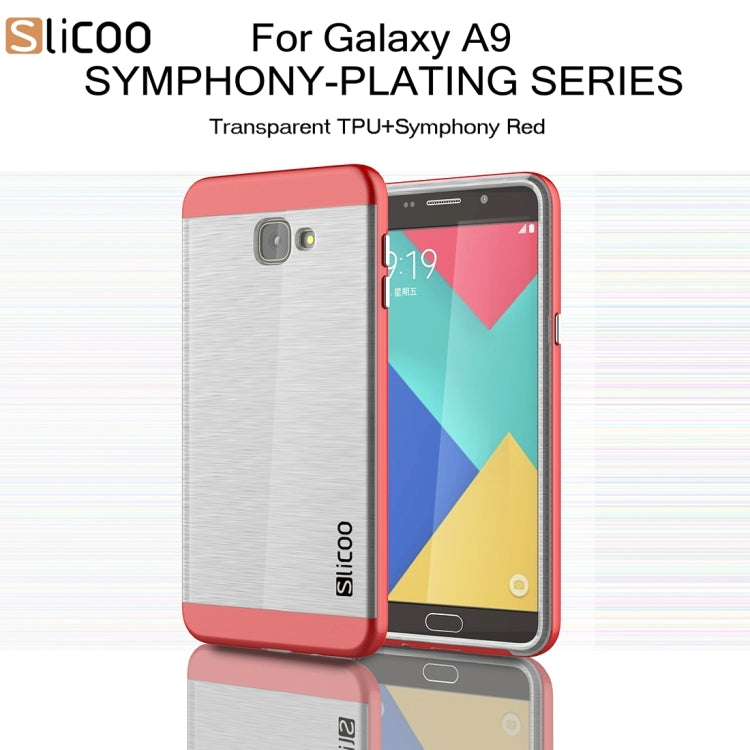 SLiCOO for Galaxy A9 / A900 Concise Fashion Separable Dichromatic Brushed Texture Transparent TPU + Electroplating PC Combination Case