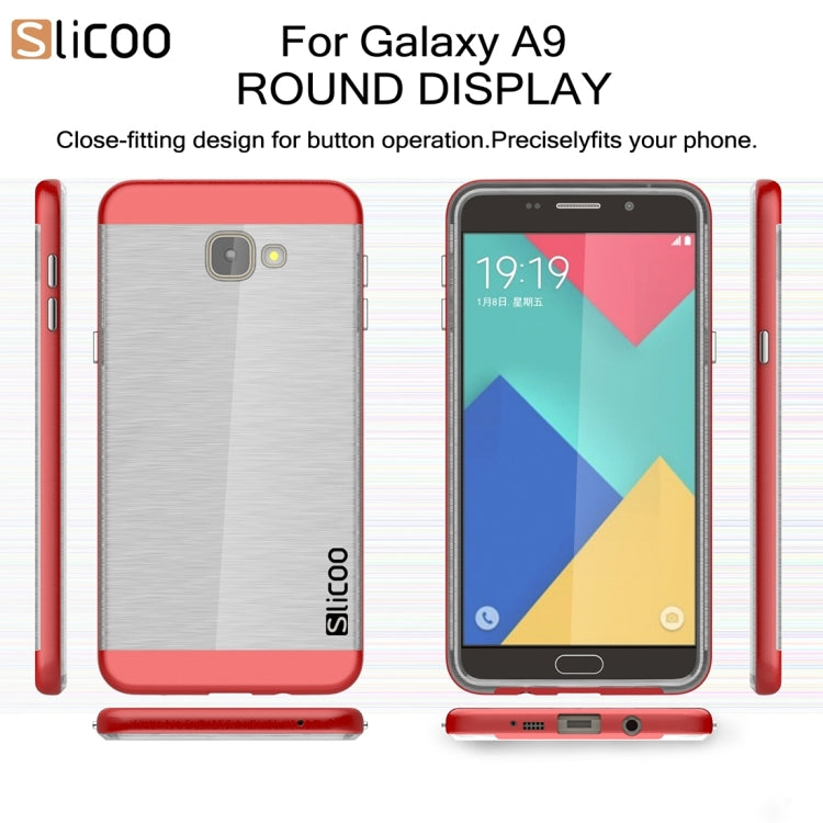 SLiCOO for Galaxy A9 / A900 Concise Fashion Separable Dichromatic Brushed Texture Transparent TPU + Electroplating PC Combination Case