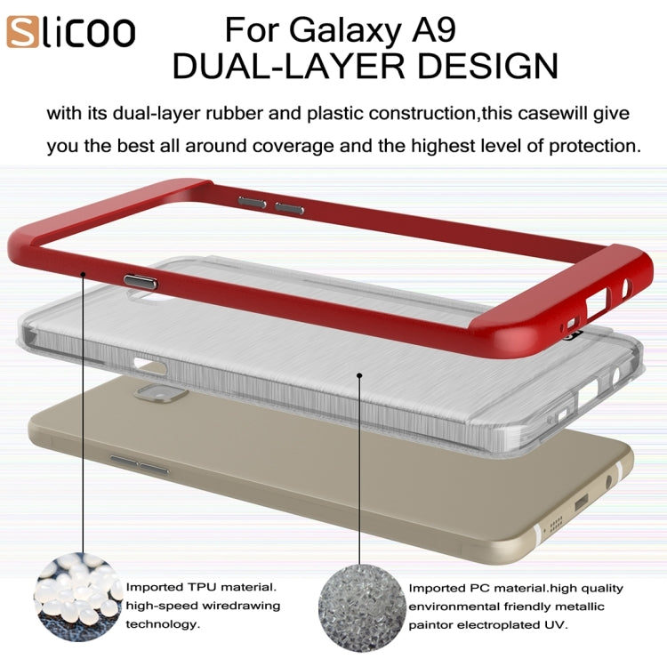 SLiCOO for Galaxy A9 / A900 Concise Fashion Separable Dichromatic Brushed Texture Transparent TPU + Electroplating PC Combination Case