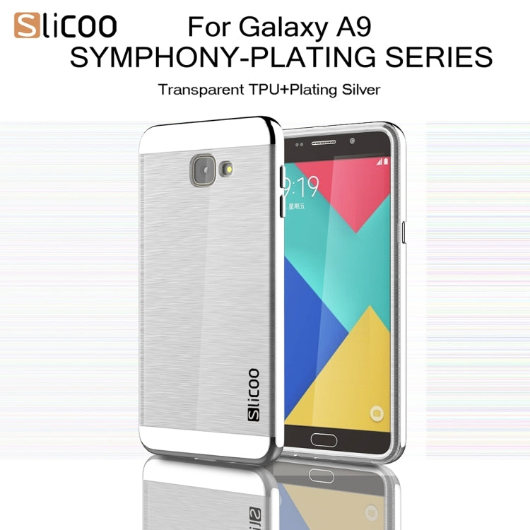 SLiCOO for Galaxy A9 / A900 Concise Fashion Separable Dichromatic Brushed Texture Transparent TPU + Electroplating PC Combination Case