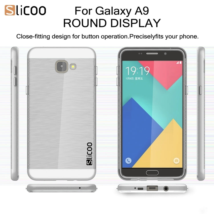 SLiCOO for Galaxy A9 / A900 Concise Fashion Separable Dichromatic Brushed Texture Transparent TPU + Electroplating PC Combination Case