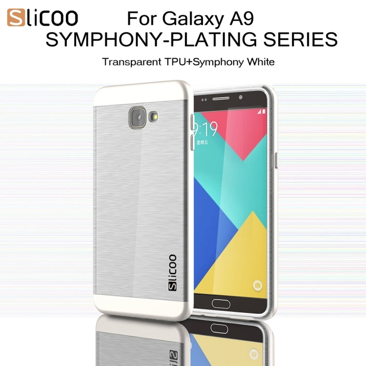 SLiCOO for Galaxy A9 / A900 Concise Fashion Separable Dichromatic Brushed Texture Transparent TPU + Electroplating PC Combination Case