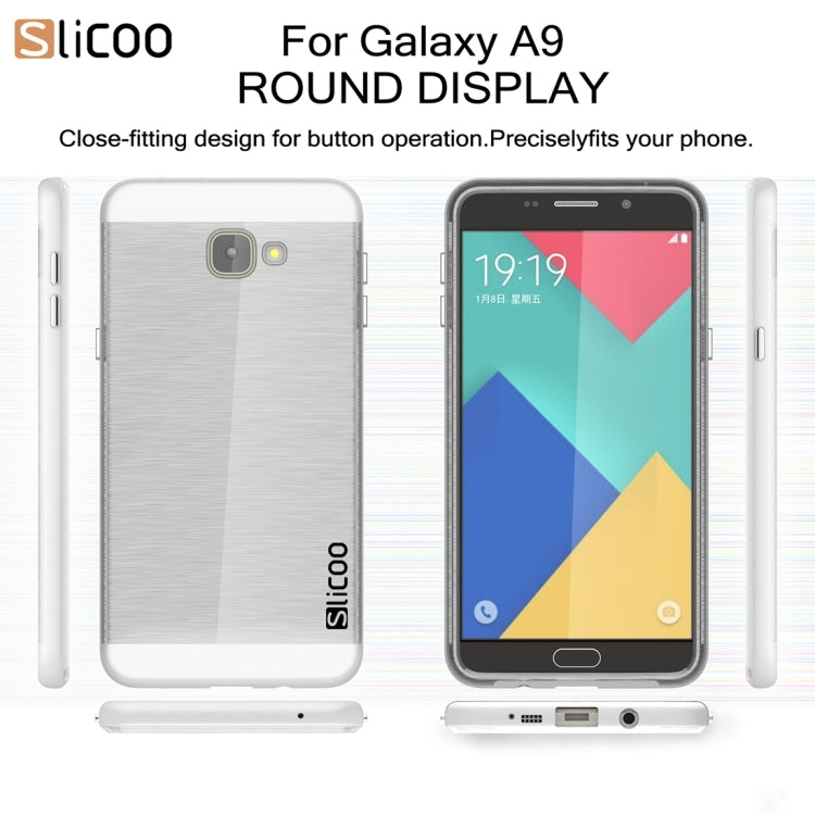SLiCOO for Galaxy A9 / A900 Concise Fashion Separable Dichromatic Brushed Texture Transparent TPU + Electroplating PC Combination Case