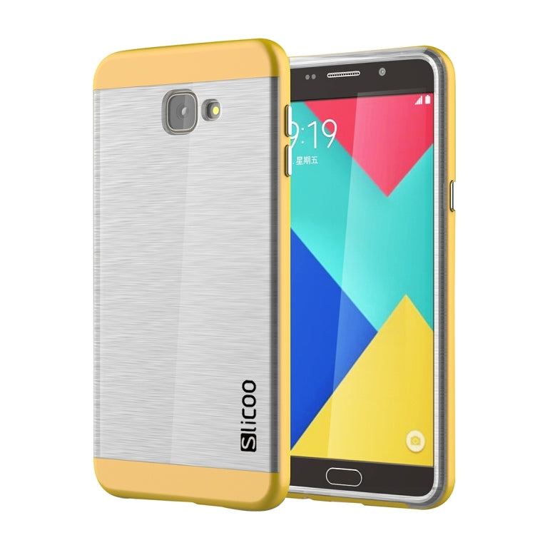 SLiCOO for Galaxy A9 / A900 Concise Fashion Separable Dichromatic Brushed Texture Transparent TPU + Electroplating PC Combination Case