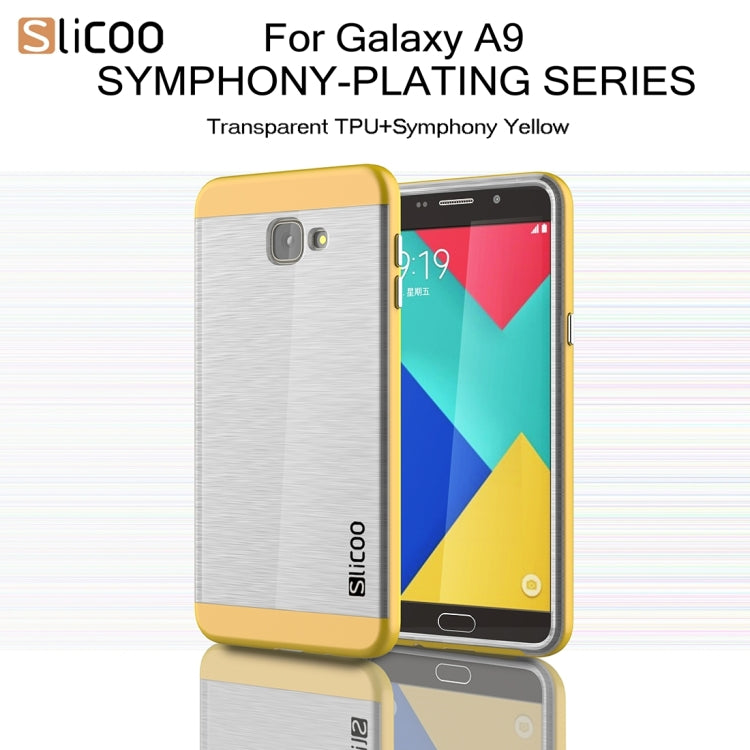 SLiCOO for Galaxy A9 / A900 Concise Fashion Separable Dichromatic Brushed Texture Transparent TPU + Electroplating PC Combination Case