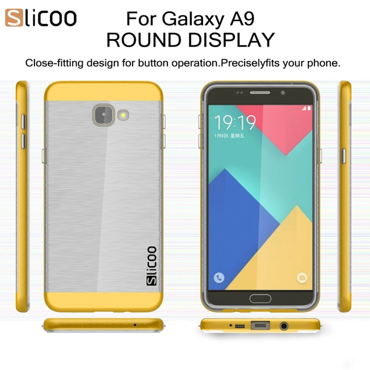 SLiCOO for Galaxy A9 / A900 Concise Fashion Separable Dichromatic Brushed Texture Transparent TPU + Electroplating PC Combination Case