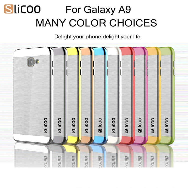 SLiCOO for Galaxy A9 / A900 Concise Fashion Separable Dichromatic Brushed Texture Transparent TPU + Electroplating PC Combination Case