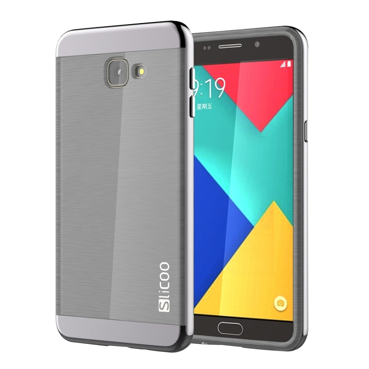 SLiCOO for Galaxy A9 / A900 Concise Fashion Separable Dichromatic Brushed Texture Black TPU + Electroplating PC Combination Case