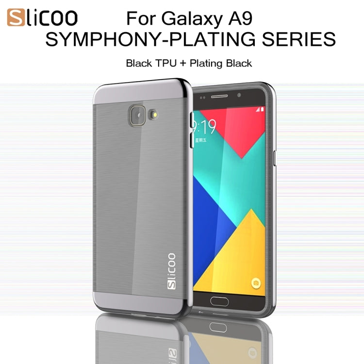 SLiCOO for Galaxy A9 / A900 Concise Fashion Separable Dichromatic Brushed Texture Black TPU + Electroplating PC Combination Case