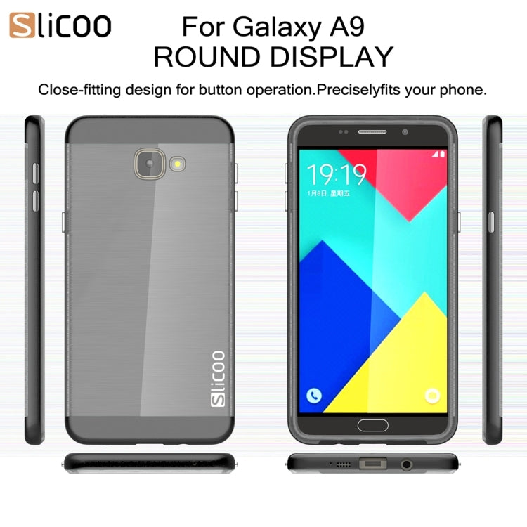 SLiCOO for Galaxy A9 / A900 Concise Fashion Separable Dichromatic Brushed Texture Black TPU + Electroplating PC Combination Case