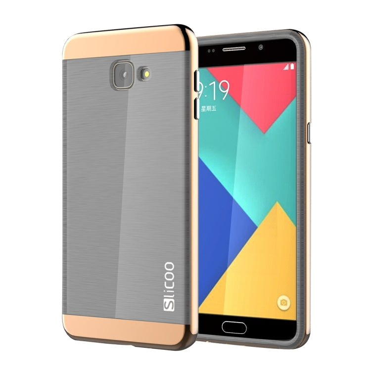SLiCOO for Galaxy A9 / A900 Concise Fashion Separable Dichromatic Brushed Texture Black TPU + Electroplating PC Combination Case