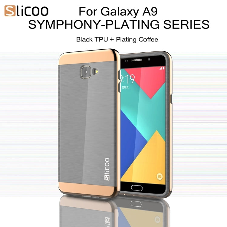 SLiCOO for Galaxy A9 / A900 Concise Fashion Separable Dichromatic Brushed Texture Black TPU + Electroplating PC Combination Case