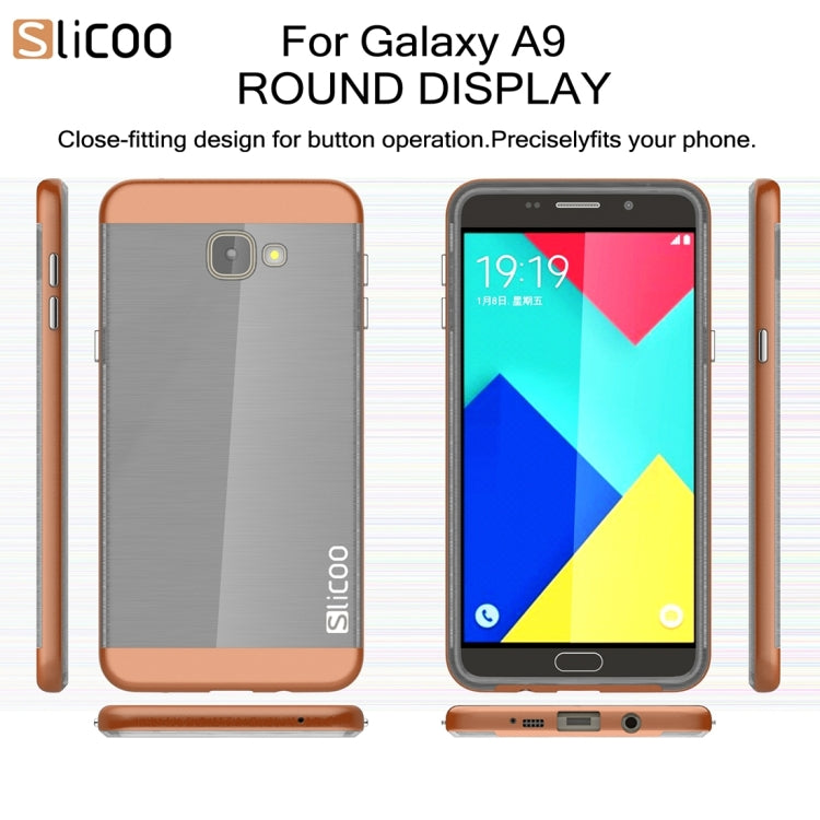 SLiCOO for Galaxy A9 / A900 Concise Fashion Separable Dichromatic Brushed Texture Black TPU + Electroplating PC Combination Case