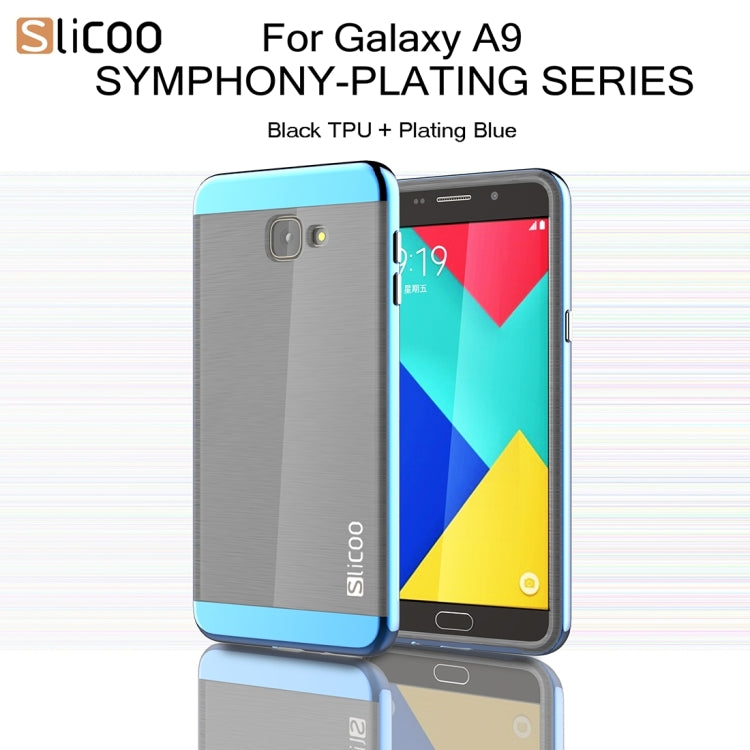 SLiCOO for Galaxy A9 / A900 Concise Fashion Separable Dichromatic Brushed Texture Black TPU + Electroplating PC Combination Case