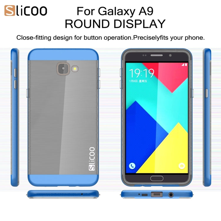 SLiCOO for Galaxy A9 / A900 Concise Fashion Separable Dichromatic Brushed Texture Black TPU + Electroplating PC Combination Case