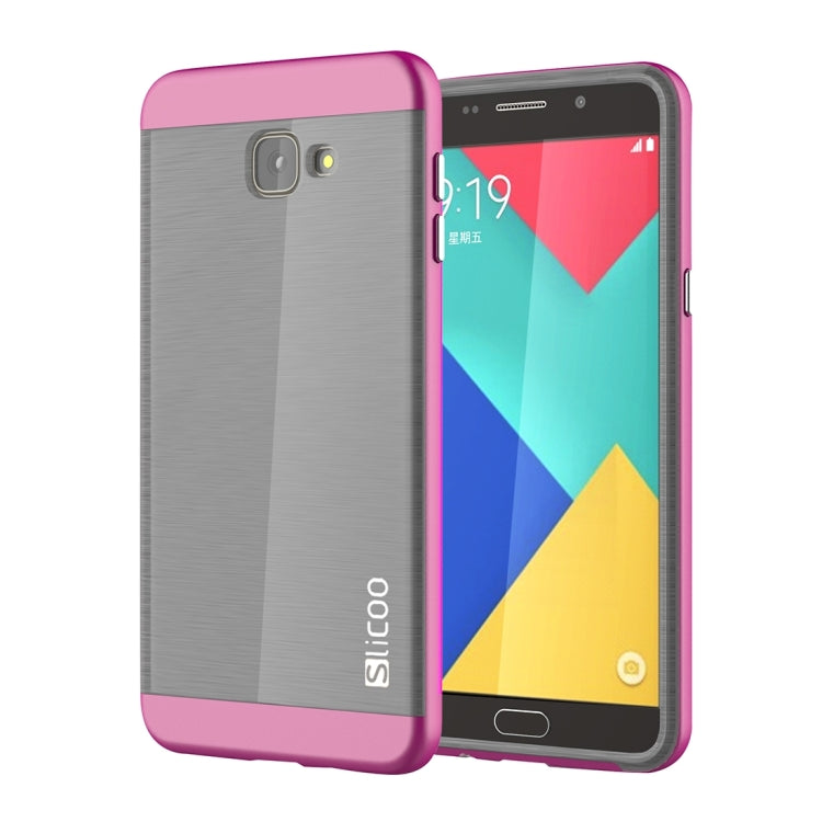 SLiCOO for Galaxy A9 / A900 Concise Fashion Separable Dichromatic Brushed Texture Black TPU + Electroplating PC Combination Case