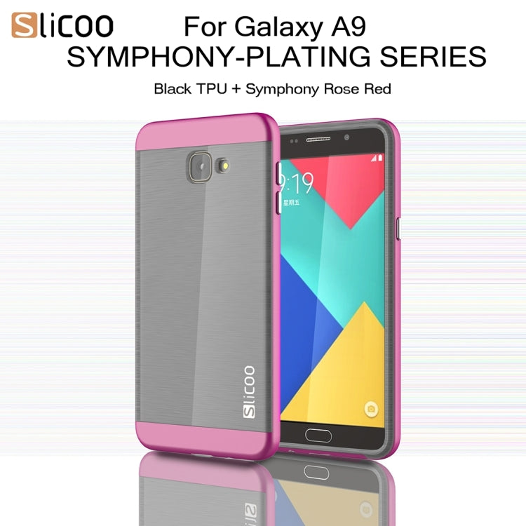 SLiCOO for Galaxy A9 / A900 Concise Fashion Separable Dichromatic Brushed Texture Black TPU + Electroplating PC Combination Case