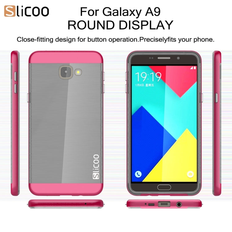 SLiCOO for Galaxy A9 / A900 Concise Fashion Separable Dichromatic Brushed Texture Black TPU + Electroplating PC Combination Case