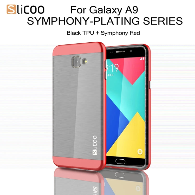 SLiCOO for Galaxy A9 / A900 Concise Fashion Separable Dichromatic Brushed Texture Black TPU + Electroplating PC Combination Case