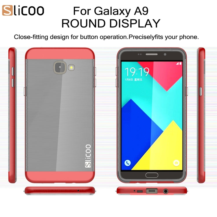 SLiCOO for Galaxy A9 / A900 Concise Fashion Separable Dichromatic Brushed Texture Black TPU + Electroplating PC Combination Case