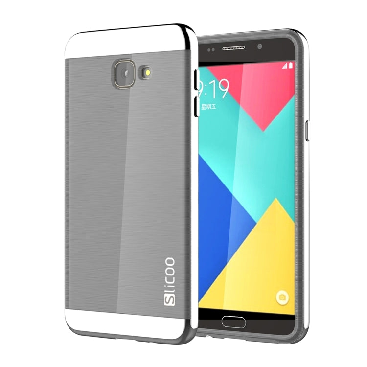 SLiCOO for Galaxy A9 / A900 Concise Fashion Separable Dichromatic Brushed Texture Black TPU + Electroplating PC Combination Case