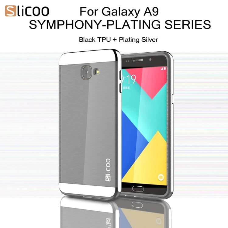 SLiCOO for Galaxy A9 / A900 Concise Fashion Separable Dichromatic Brushed Texture Black TPU + Electroplating PC Combination Case