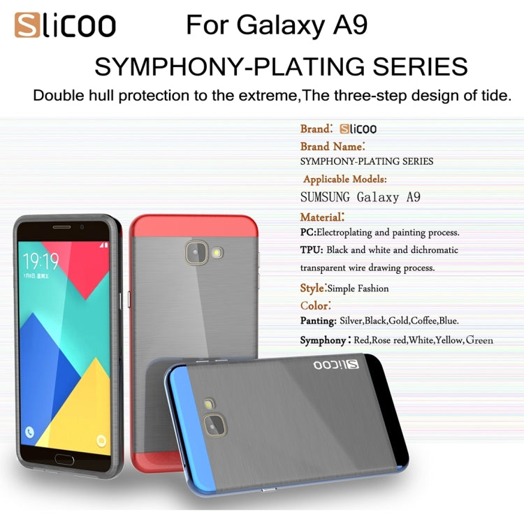 SLiCOO for Galaxy A9 / A900 Concise Fashion Separable Dichromatic Brushed Texture Black TPU + Electroplating PC Combination Case