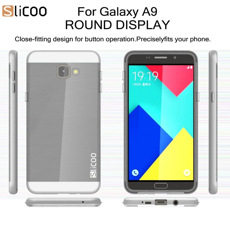 SLiCOO for Galaxy A9 / A900 Concise Fashion Separable Dichromatic Brushed Texture Black TPU + Electroplating PC Combination Case