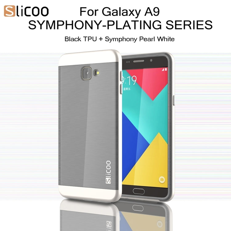 SLiCOO for Galaxy A9 / A900 Concise Fashion Separable Dichromatic Brushed Texture Black TPU + Electroplating PC Combination Case