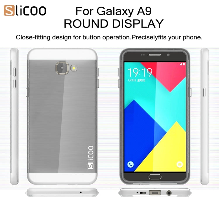 SLiCOO for Galaxy A9 / A900 Concise Fashion Separable Dichromatic Brushed Texture Black TPU + Electroplating PC Combination Case