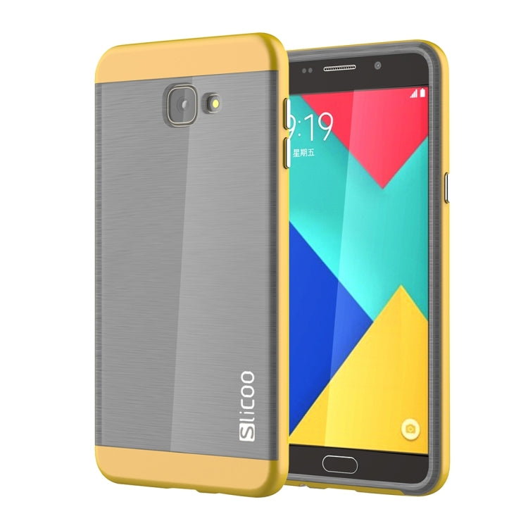 SLiCOO for Galaxy A9 / A900 Concise Fashion Separable Dichromatic Brushed Texture Black TPU + Electroplating PC Combination Case