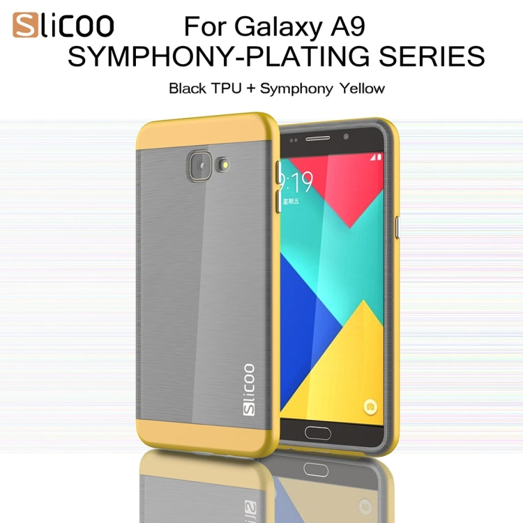 SLiCOO for Galaxy A9 / A900 Concise Fashion Separable Dichromatic Brushed Texture Black TPU + Electroplating PC Combination Case