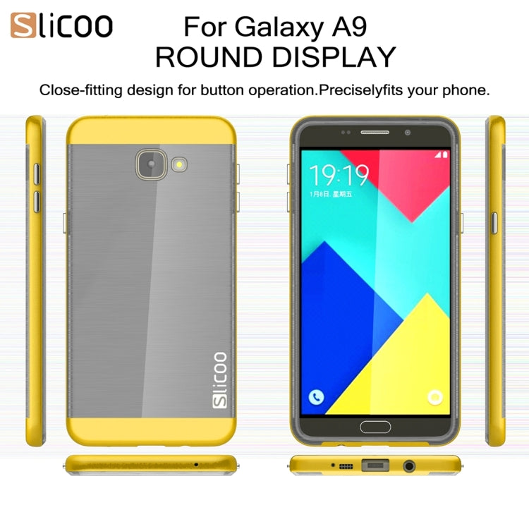 SLiCOO for Galaxy A9 / A900 Concise Fashion Separable Dichromatic Brushed Texture Black TPU + Electroplating PC Combination Case