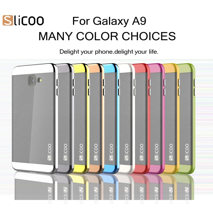 SLiCOO for Galaxy A9 / A900 Concise Fashion Separable Dichromatic Brushed Texture Black TPU + Electroplating PC Combination Case