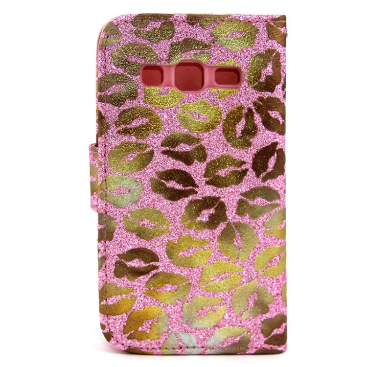 Golden Lips Pattern Flip Leather Case with Holder & Card Slots for Galaxy Core Prime / G360