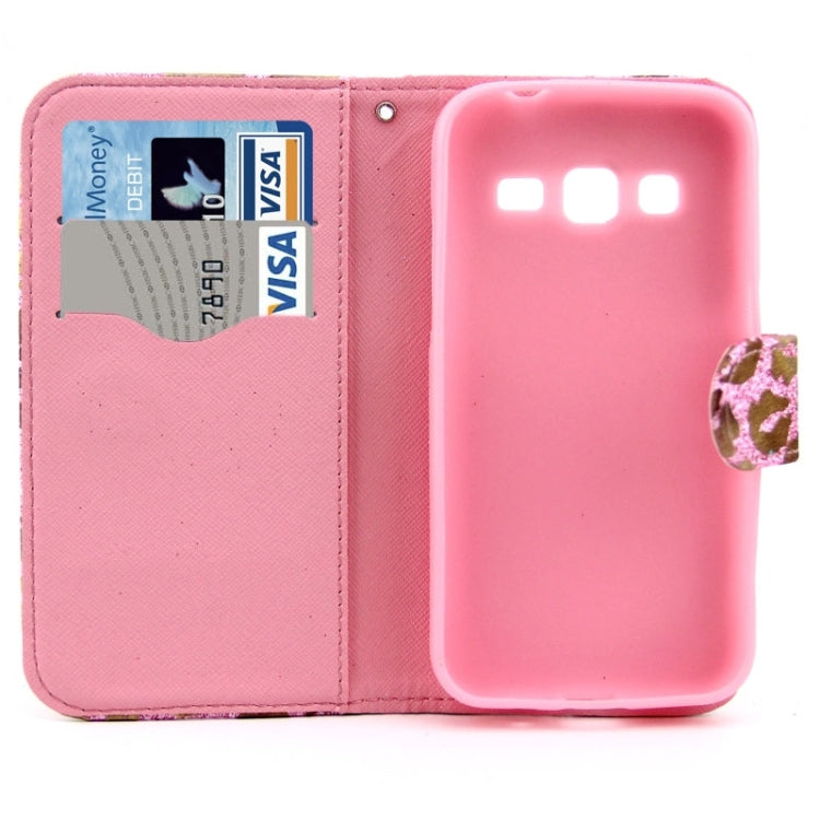 Golden Lips Pattern Flip Leather Case with Holder & Card Slots for Galaxy Core Prime / G360