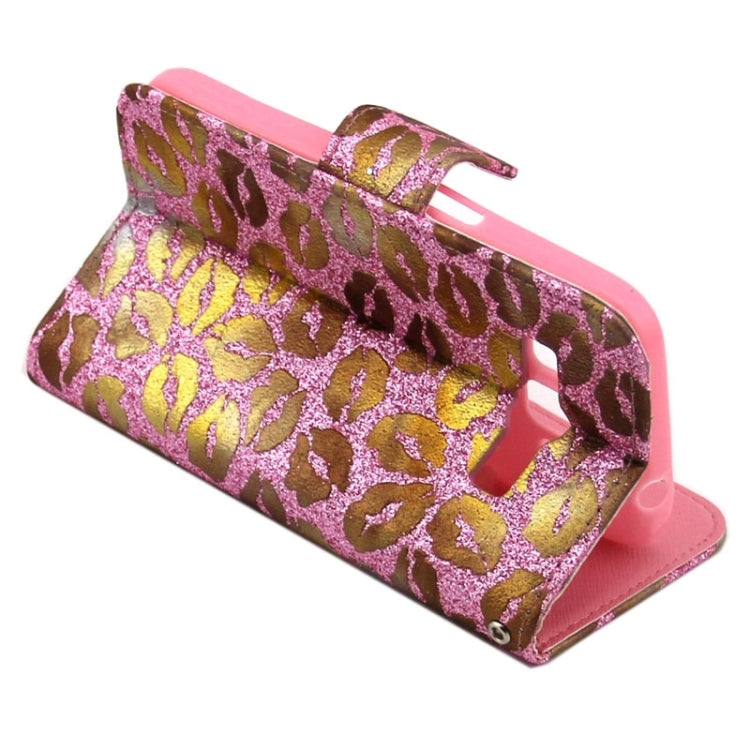 Golden Lips Pattern Flip Leather Case with Holder & Card Slots for Galaxy Core Prime / G360