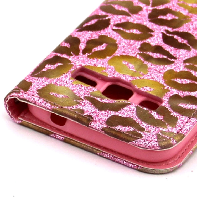 Golden Lips Pattern Flip Leather Case with Holder & Card Slots for Galaxy Core Prime / G360