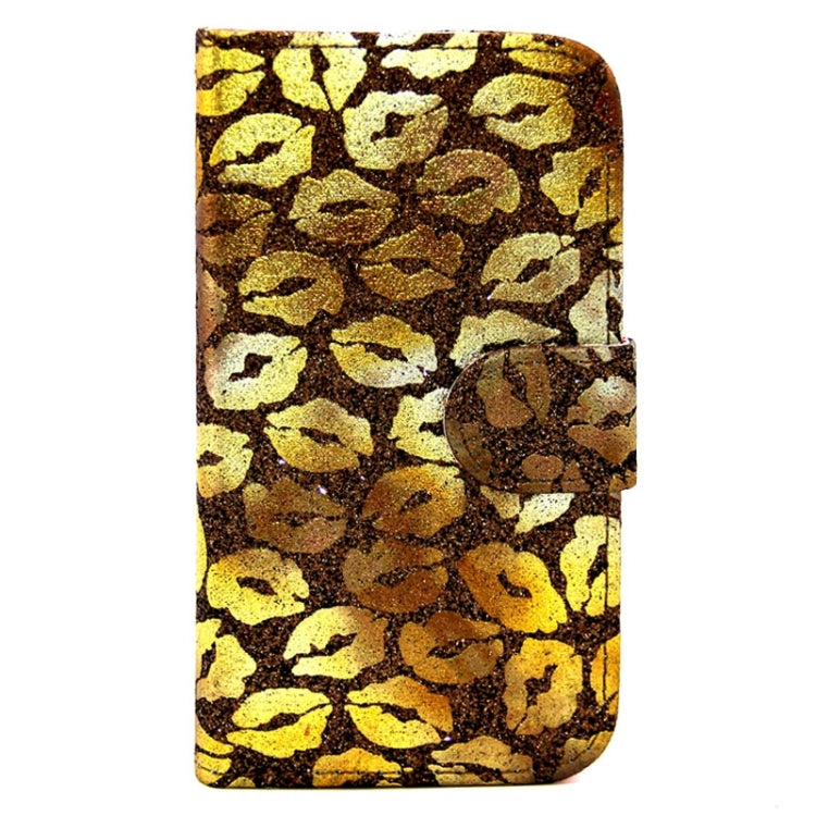 Golden Lips Pattern Flip Leather Case with Holder & Card Slots for Galaxy Core Prime / G360