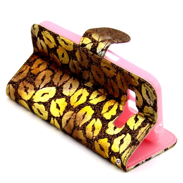 Golden Lips Pattern Flip Leather Case with Holder & Card Slots for Galaxy Core Prime / G360
