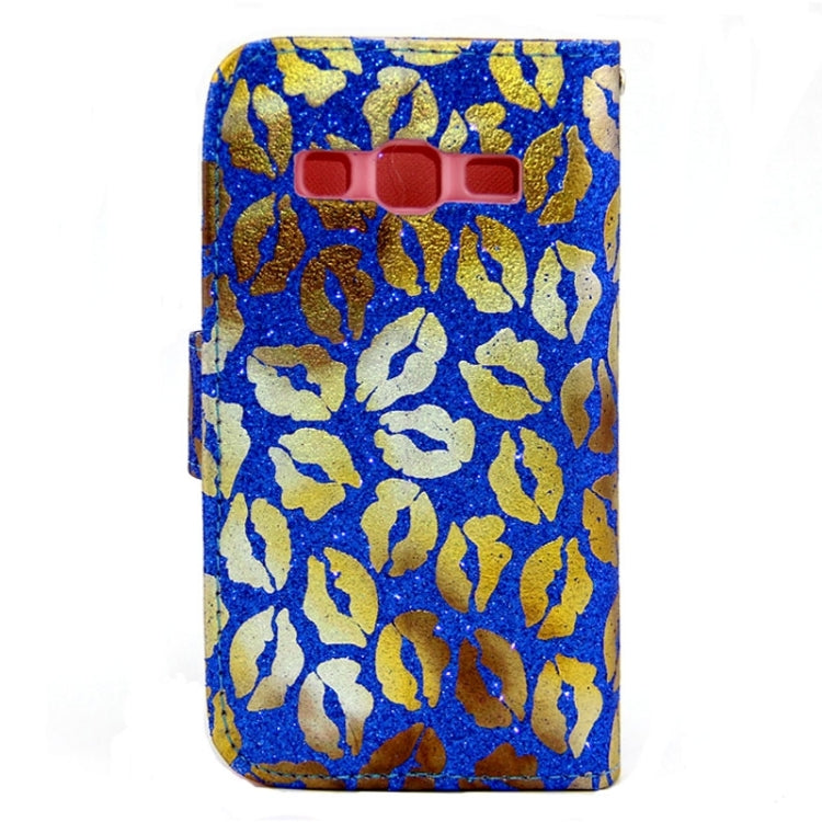 Golden Lips Pattern Flip Leather Case with Holder & Card Slots for Galaxy Core Prime / G360