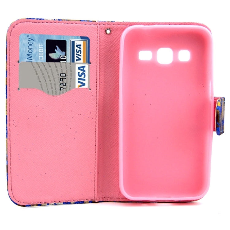 Golden Lips Pattern Flip Leather Case with Holder & Card Slots for Galaxy Core Prime / G360